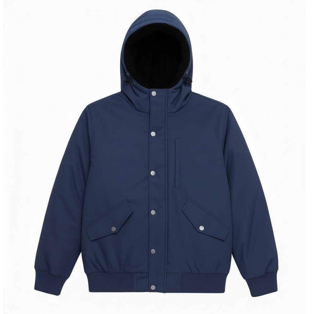 12 Pack Adult Hooded Bomber Jacket with Fur Lining in Navy