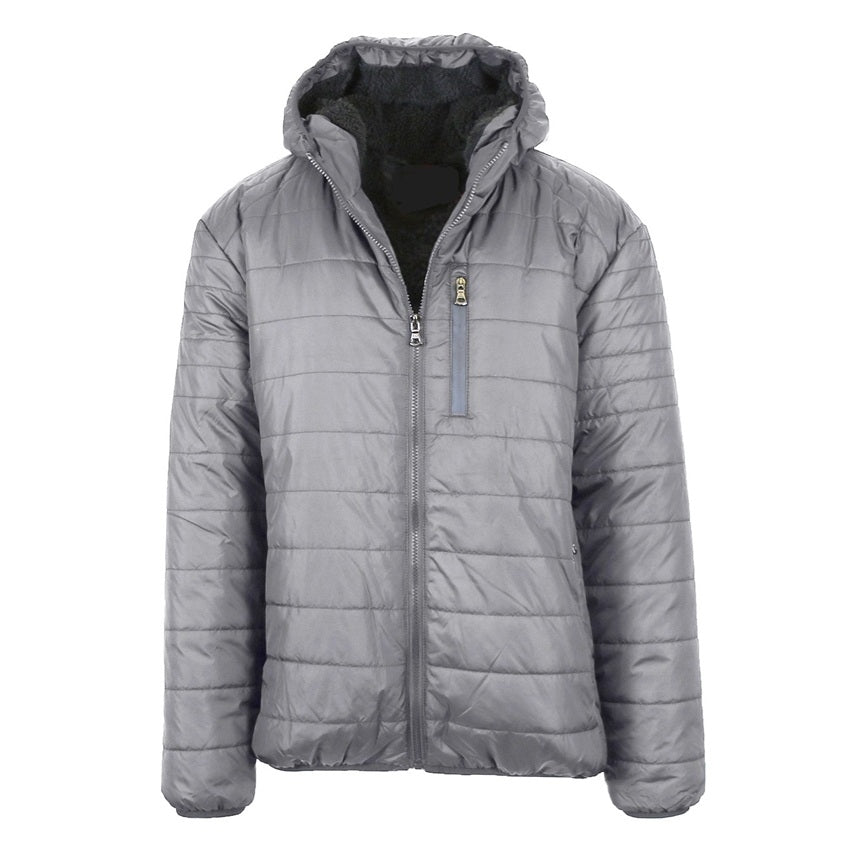 12 Pack Adult Bubble Jacket with Sherpa Lining in Grey