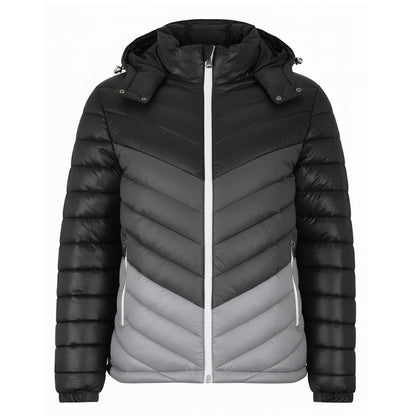 24 Pack Men's 3 Tone Bubble Jacket with Hood - Black / Charcoal / Silver