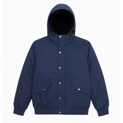 12 Pack Adult Hooded Bomber Jacket with Fur Lining in Navy