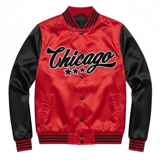 16 Pack Adult Lightweight Satin Jacket with Chicago Embroidery