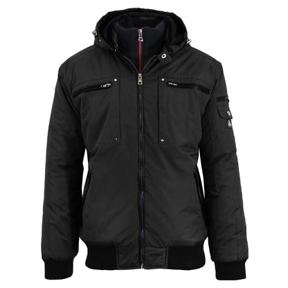 24 Pack Men's Heavyweight Motorcycle Bomber Jacket - Charcoal
