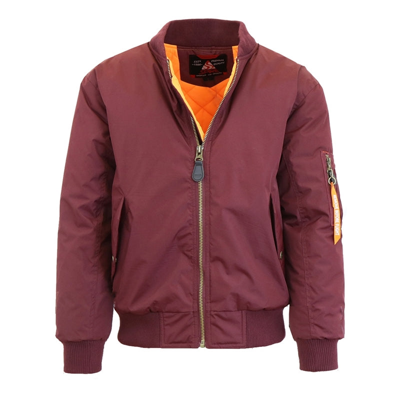 12 Pack Men's Heavyweight Bomber Flight Jacket - Burgundy