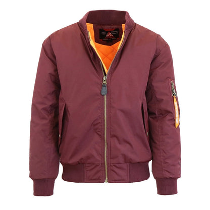 12 Pack Men's Heavyweight Bomber Flight Jacket - Burgundy