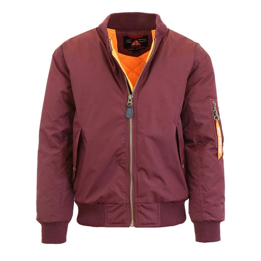 12 Pack Men's Heavyweight Bomber Flight Jacket - Burgundy