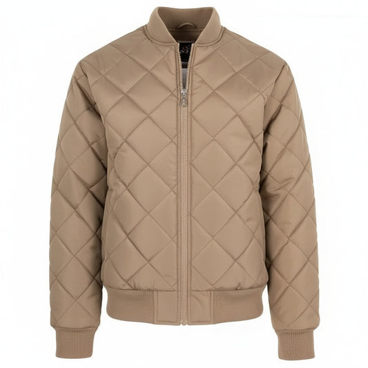 12 Pack Men's Padded Quilted Bomber Jacket – Light Brown