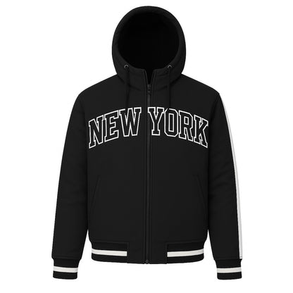 12 Pack Adult Jacket with Removable Hood & Fleece Lining in Black – New York
