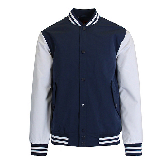 12 Pack Men's Heavyweight Varsity Jacket – Navy / White Sleeves