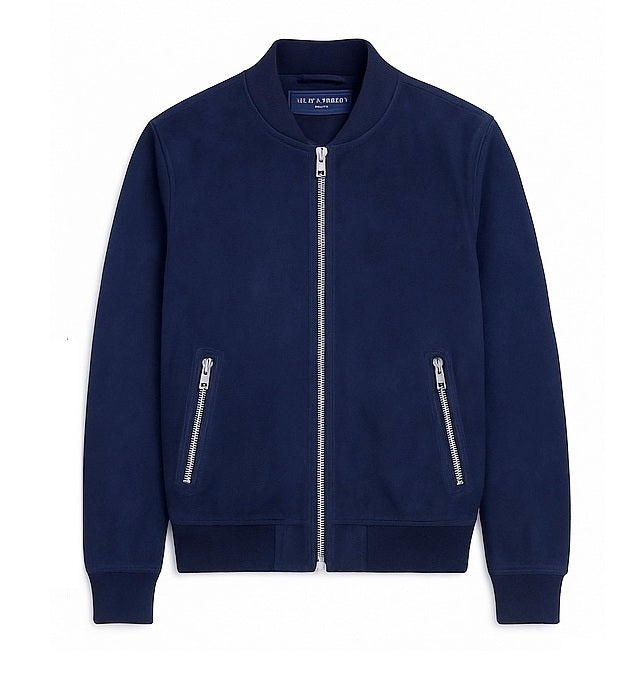 12 Pack Adult Faux Suede Bomber Jacket - Navy