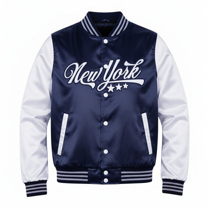 16 Pack Adult Lightweight Navy Satin Jacket with New York Embroidery
