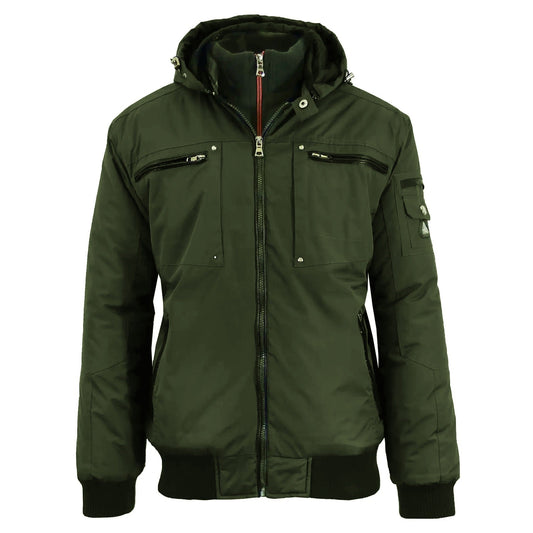 12 Pack Men's Heavyweight Motorcycle Bomber Jacket - Olive