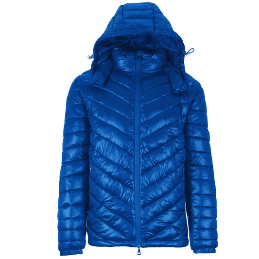 24 Pack Men's Bubble Puffer Jacket with Hood - Royal Blue