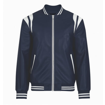 12 Pack Adult Faux Leather Varsity Jacket in Navy