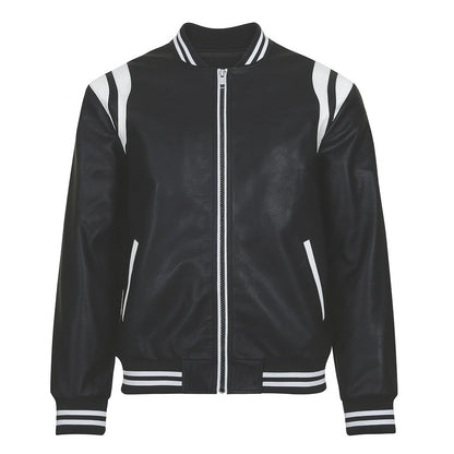 12 Pack Adult Faux Leather Varsity Jacket in Black