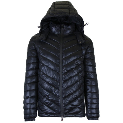 24 Pack Men's 3 Tone Bubble Jacket with Hood - Black / White / Red