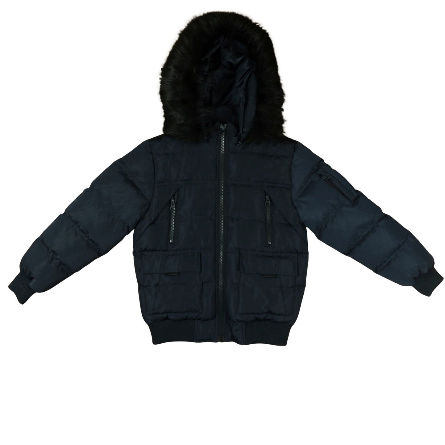 12 Pack Youth Bomber Hooded Winter Jacket - Navy