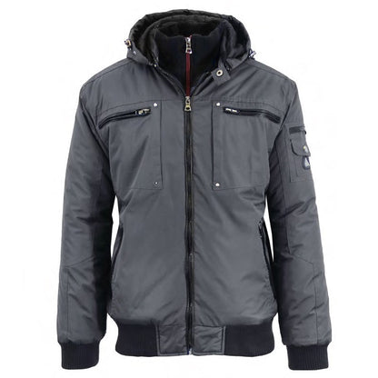 24 Pack Men's Heavyweight Motorcycle Bomber Jacket - Charcoal