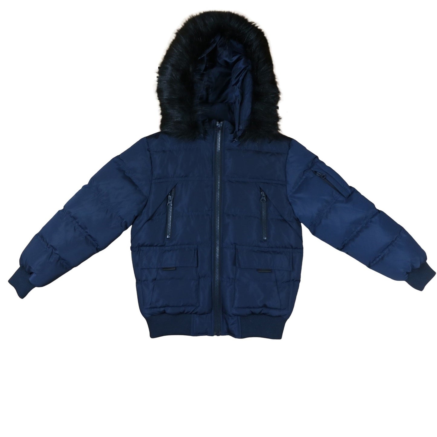 12 Pack Youth Bomber Hooded Winter Jacket - Navy