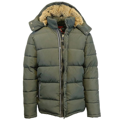 24 Pack Men's Bubble Parka Jacket with Sherpa Lined Hood - Black